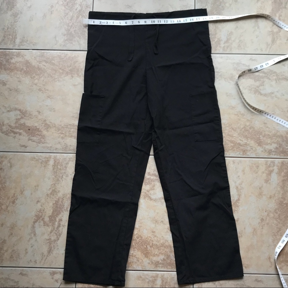 Life Black Cargo Pockets Scrub Pants XS